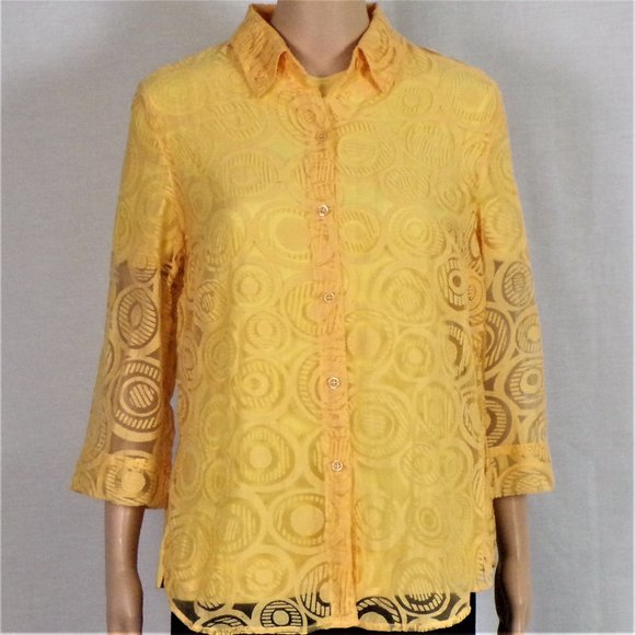 C.L.O.T.H.E.S. size S yellow long-sleeve blouse - Picture 1 of 13